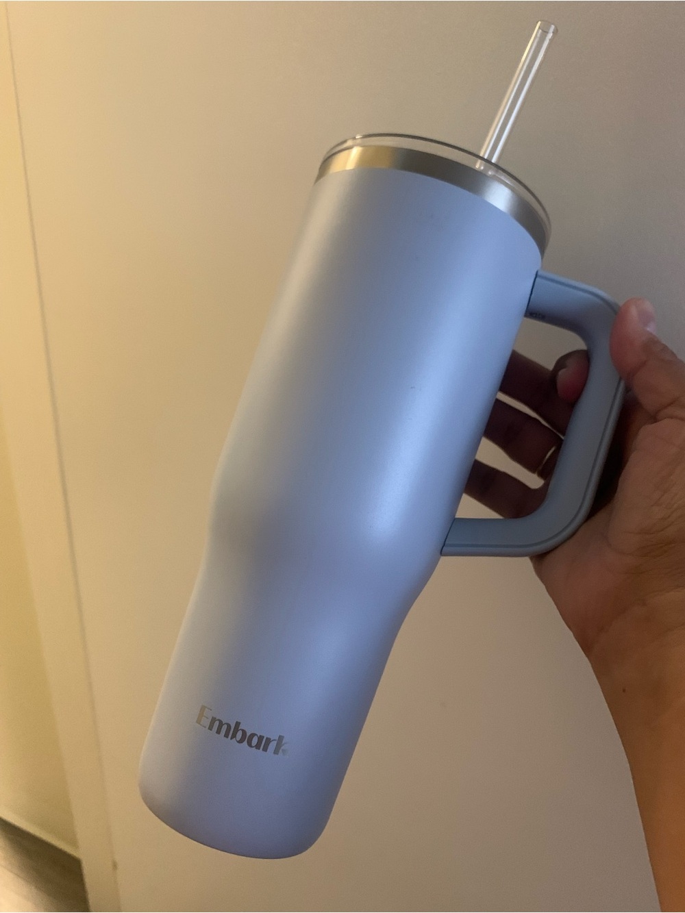 Light Blue Insulated Travel Mug with Handle